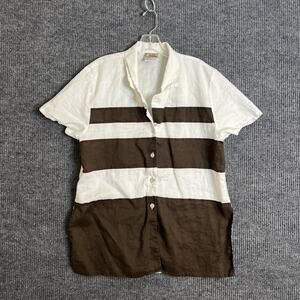 Vintage Cali Women’s Button Up Shirt Size 16 Striped Linen Lagenlook Minimalist